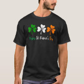 T-shirt Drapeau irlandais Shamrock Happy St Patron (Devant)