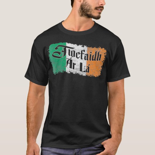 T-shirt Drapeau irlandais Tiocfaidh Ar    LaVintage Irland (Devant)