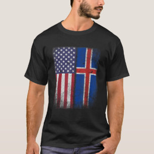T-shirt Drapeau Islandais Américain Islande Etats-Unis Don