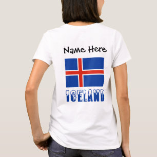 T-shirt Drapeau islandais Islande Personnalisation noire