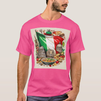 T-shirt Drapeau Italien Avec Des Sites Et Illustration Ali
