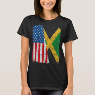 T-shirt Drapeau jamaïcain Américain Demi USA Jamaïque Raci