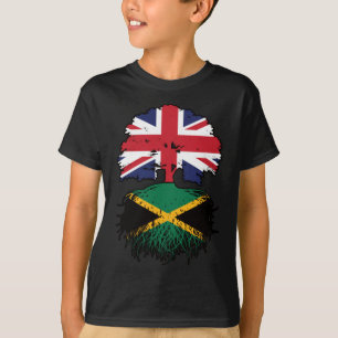 T-shirt drapeau jamaïcain britannique des racines d'arbre