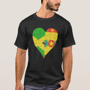 T-shirt Drapeau jamaïcain Grenadan Coeur