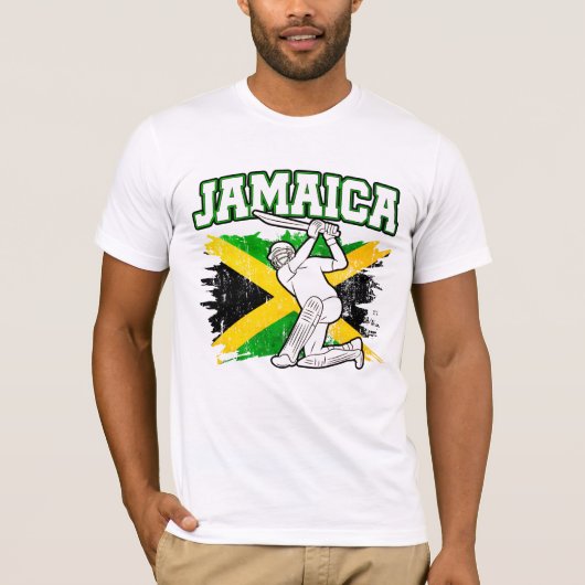 T-shirt Drapeau jamaïcain vintage cricket (Devant)