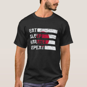 T-shirt Drapeau Japon Vintage Manger Dormir Karate Répéter