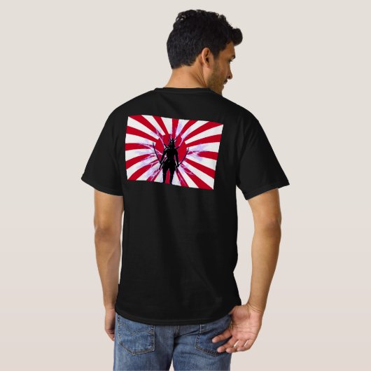 T-shirt Drapeau japonais et Soleil Levant Samurai Guerrier (Dos entier)