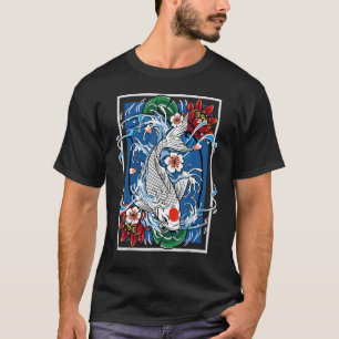 T-shirt Drapeau Japonais Poisson Koi Fleur de Cerisier Est