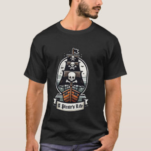 T-shirt Drapeau Jolly Roger noir de bateau pirate de la vi