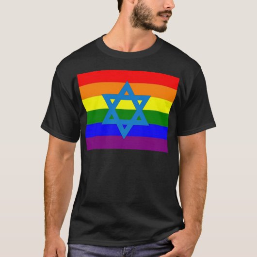 T-shirt Drapeau juif de gay pride (Devant)