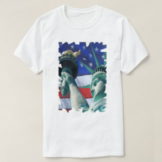 T-shirt Drapeau Lady Liberty USA Statue Arrière - plan de 