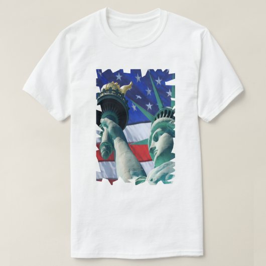 T-shirt Drapeau Lady Liberty USA Statue Arrière - plan de  (Design devant)