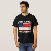 T-shirt Drapeau Land of Free America 4 juillet Fêtes (Devant entier)