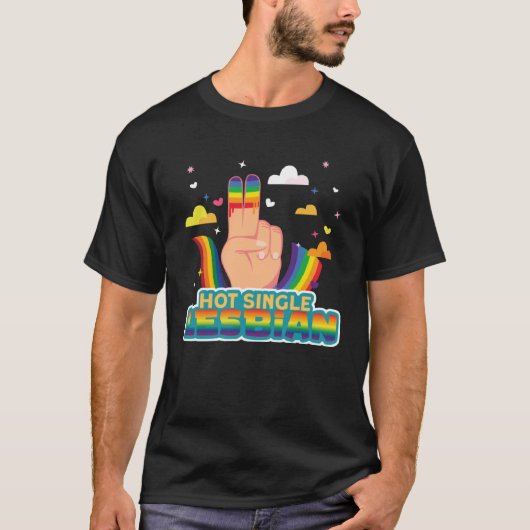 T-shirt Drapeau Lesbian Pride Hot Single Lesbian (Devant)