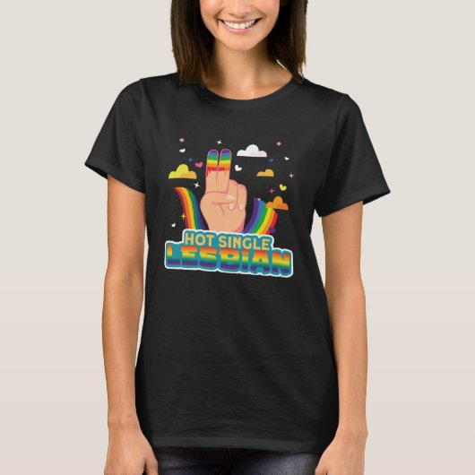 T-shirt Drapeau Lesbian Pride Hot Single Lesbian (Devant)