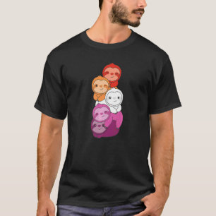T-shirt Drapeau lesbien Fierté Lgbtq Sloths mignon Lesbien