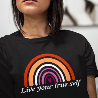 T-shirt Drapeau lesbien LGBTQ : Vivez votre vrai moi
