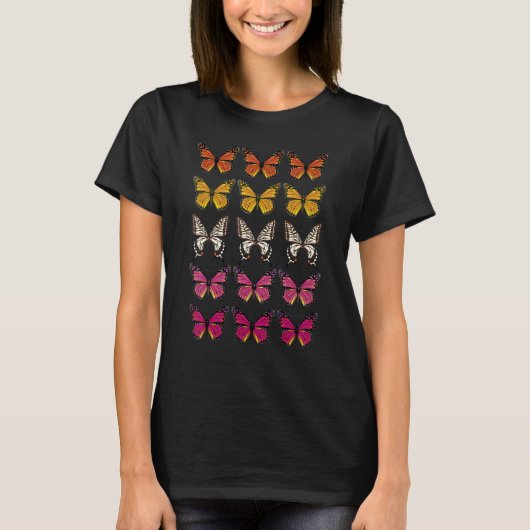 T-shirt Drapeau lesbienne couleur papillon subtil Pride sa (Devant)