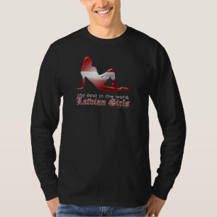 T-shirt Drapeau letton de silhouette de fille
