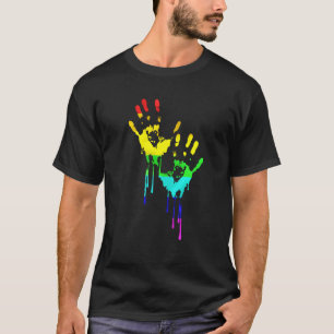 T-shirt Drapeau Lgbt Chemise arc-en-ciel Pride Lgbt Mains 