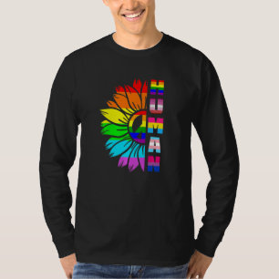 T-shirt Drapeau Lgbt Humain Arc-en-ciel Tournesol Mois de