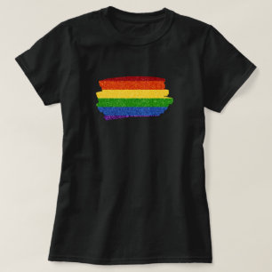 T-shirt Drapeau LGBT Pride Parties scintillant arc-en-ciel