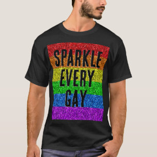 T-shirt Drapeau LGBT vibrant Étincelle chaque texte gay pe