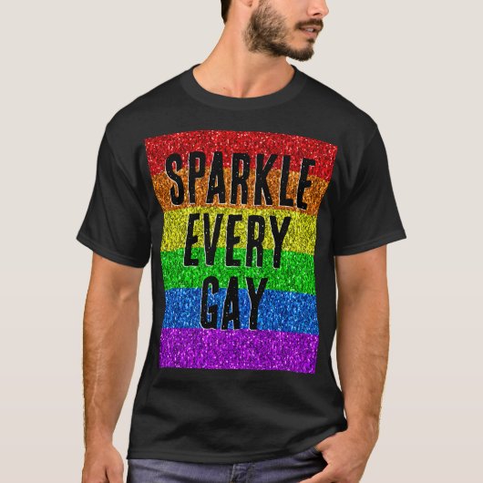 T-shirt Drapeau LGBT vibrant Sparkle chaque texte gay pers (Devant)