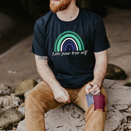 T-shirt Drapeau LGBTQ Gay Man : Vivez votre vrai moi