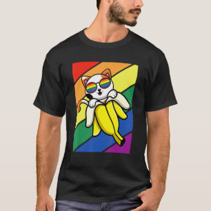 T-shirt Drapeau Lgbtq Mois De La Fierté Gay Chat Banane Av