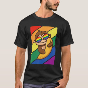 T-shirt Drapeau LGBTQ Mois Gay pride Rainbow Monkey avec B