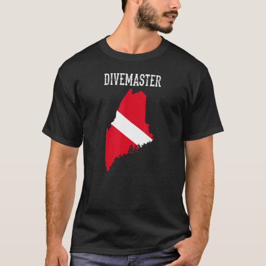 T-shirt Drapeau Maine Divemaster Scuba Instructor Dive (Devant)