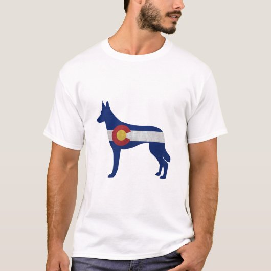 T-shirt Drapeau Malinois Belge Colorado Silhouette (Devant)