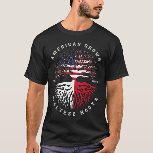 T-shirt Drapeau Malte, racines maltaises croissantes améri (Devant)
