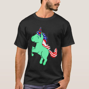 T-shirt Drapeau Mane caricature Unicorn Mint Green Patriot