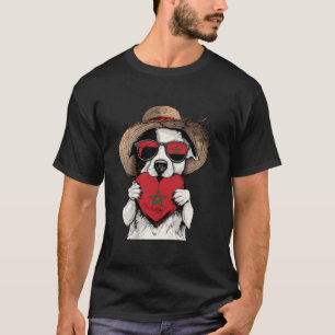 T-shirt Drapeau Maroc Chien Fierté Marocaine Cœur Racines 