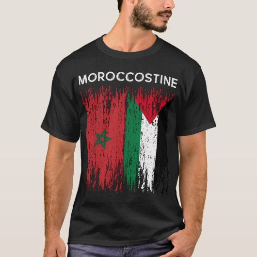 T-shirt Drapeau Marocain Et Palestinien Maroc Et (Devant)