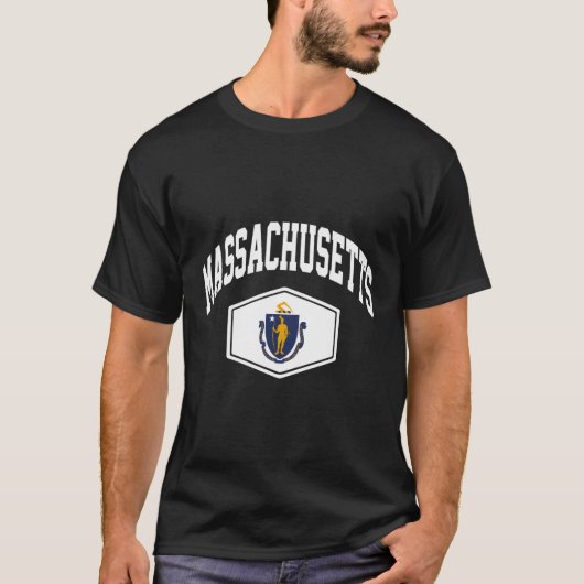 T-shirt Drapeau Massachusetts Ma Throwback (Devant)