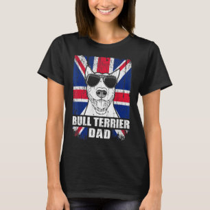 T-shirt Drapeau Mens Bull Terrier Papa Cool Uk Drapeau Vin