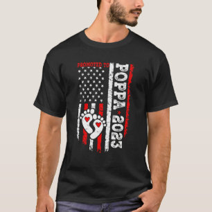 T-shirt Drapeau Mens Us Promu À Poppa Est 2023 Père