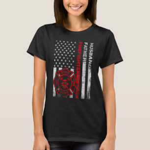 T-shirt Drapeau Mens Usa Vintage Pompier Mari Père Feu