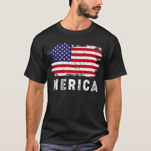 T-shirt Drapeau Merica Grunge (Devant)