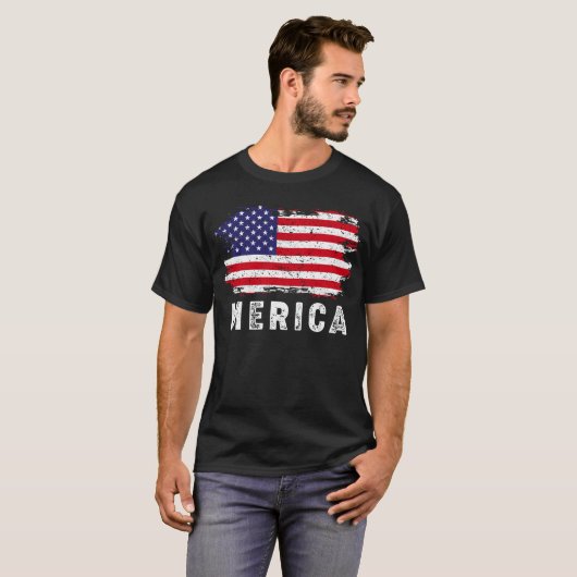 T-shirt Drapeau Merica Grunge (Devant entier)
