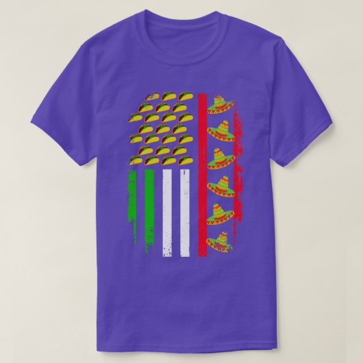 T-shirt Drapeau mexicain américain avec sombrero et taco C (Design devant)