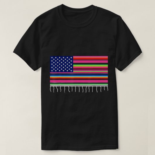 T-shirt Drapeau Mexicain Américain USA Serape Cinco De May (Design devant)
