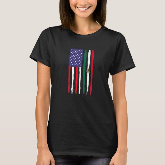 T-shirt Drapeau mexicain demi-américain Roots Patriotique  (Devant)