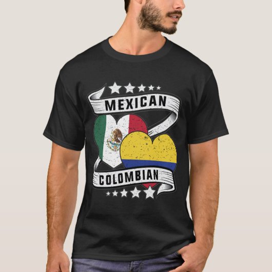 T-shirt Drapeau Mexicain Et Colombien (Devant)
