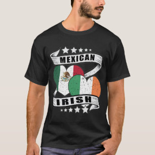 T-shirt Drapeau mexicain et irlandais moitié mexicain moit