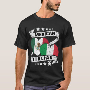 T-shirt Drapeau Mexicain Et Italien