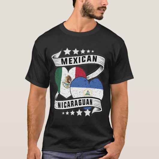 T-shirt Drapeau Mexicain Et Nicaragua (Devant)